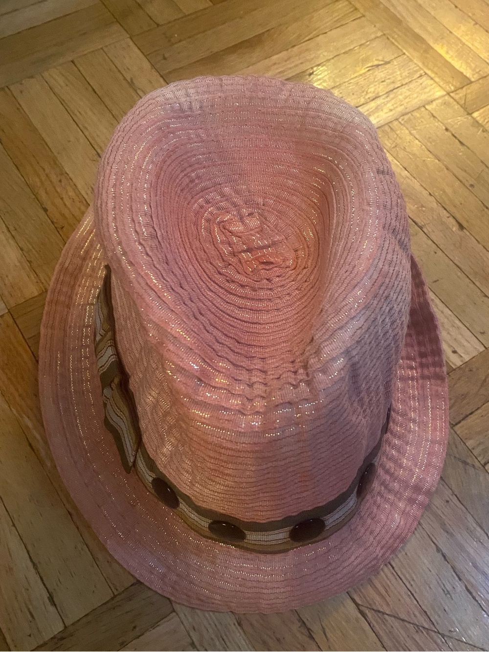 Pink Shimmer Fedora with Decorative Band
